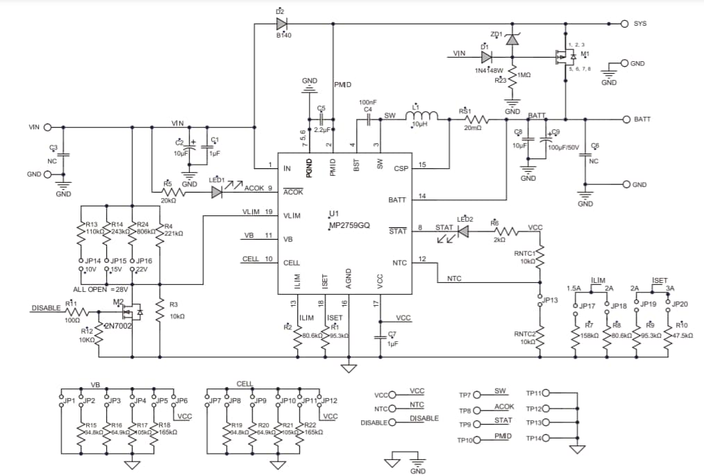 Schematic - Monolithic Power Systems (MPS) EV2759-Q-01A Evaluation Board